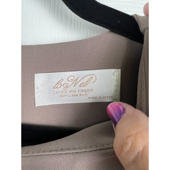 Womens Size 0 XXS Minimalist Gray Brown Sheath Bow Sleeve Career Dress Preppy - Picture 3 of 8